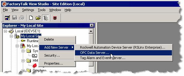 5 Add an OPC Data Server for third-party controllers Step 1: Open an existing application in FactoryTalk View Studio 1.