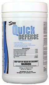 6 OZ Canister/CS12 126229-12 Quick Defense Wipes Disinfectant Wipes Disinfects a wide range of germs and bacteria in just 2 minutes Quaternary, non-bleach formula safely and effectively cleans a