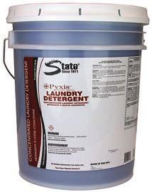 synthetic and blended fabric types Can be used as a pretreatment 5 GL Pail 117691 1 GL Bottle/CS4 124827 Pyxis Detergent Institutional Laundry Detergent
