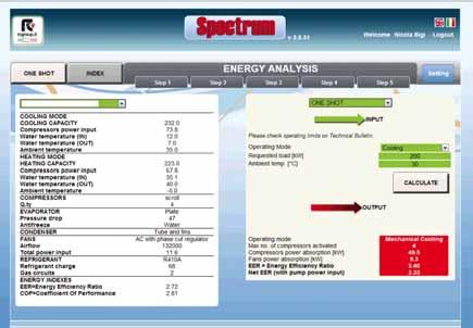 Spectrum RCSPECTRUM SPECTRUM: Energy performance estimation software for chillers, heat pumps and multifunction produced by RC Group Free application, available at the website