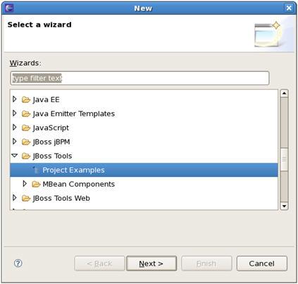 Creating ESB Project using JBoss Tools Project Examples Wizard Figure 2.5.