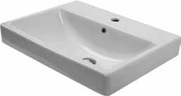 Semi-Inset Wash Basin with Overflow 560 x 430 x 190 mm One Tap Hole Code: BDS-COR-114211-A-WH 3 Tap Holes Code: BDS-COR-134211-A-WH Bagnotec Carrara Countertop with Cut-out for One Basin
