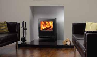 RIVA VISION I MIDI With extra heating capacity, cleanburn efficiency and a choice of options, such as gloss black flue pipe, matching ceramic glass top or installed with a Riva plinth or bench, the