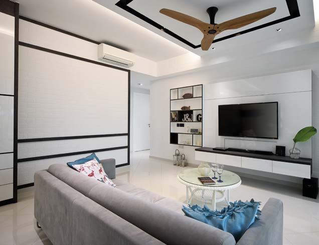 FEATURED PROJECT Vegas Interior Design Pte Ltd 081 CONTEMPORARY IMMACULATE A contemporary living space gets a chic upgrade with a clean white palette accented with a few black and gray