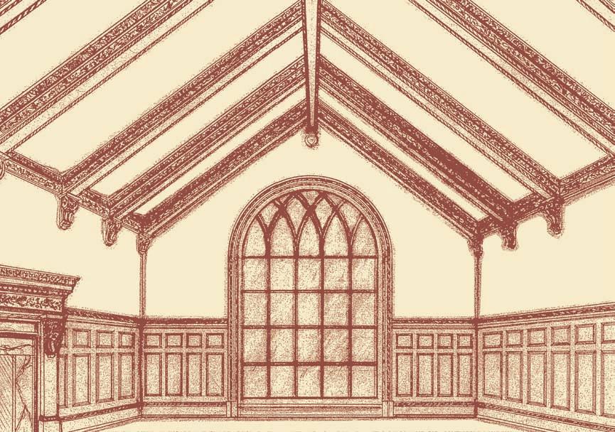 WR 1:82 English Tudor and Federal Design Ideas BEAMS PM492 CRV5110 CROWN WINDOW CASING CA8320 CHAIR RAIL PM8555 Wall Panels Beveled Panels PM8557 BS126 DS1x4 CM8823 CRV5110 This spacious room