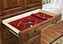 Concealed behind the skirt molding is a secret locking drawer to hide your treasures,