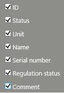 ID Status Unit Name Serial number Regulation status Comment Figure 15: Overview of the measurement point settings table. 3.4.