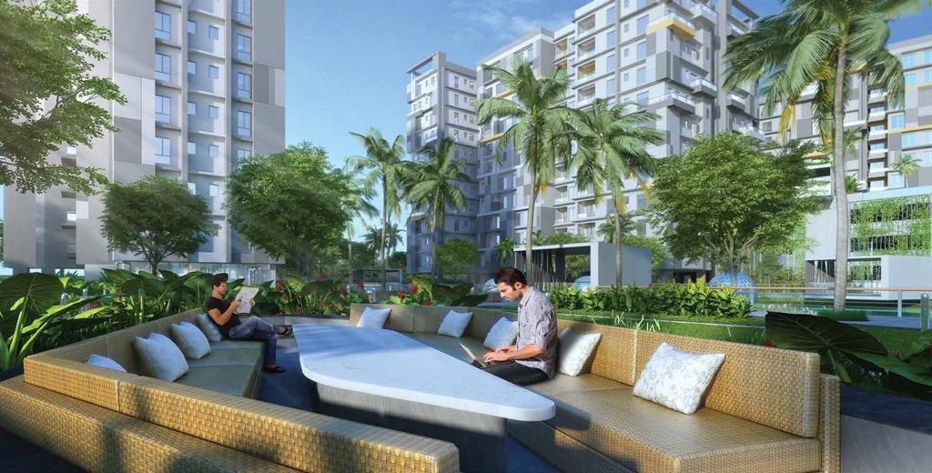 COMFORTABLE SITOUT AREA A BLAST OF BREEZE Elegantly designed by internationally acclaimed landscaped consultants WAHO, Maximus is located right in the lap of nature. Full of sunshine and fresh air.