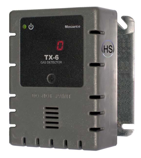 TX-6-HS Hydrogen Sulfide Detector, Controller and Transducer The Macurco TX-6-HS is a fully programmable, low voltage, dual relay Hydrogen Sulfide (H2S) detector, controller and transducer for HVAC