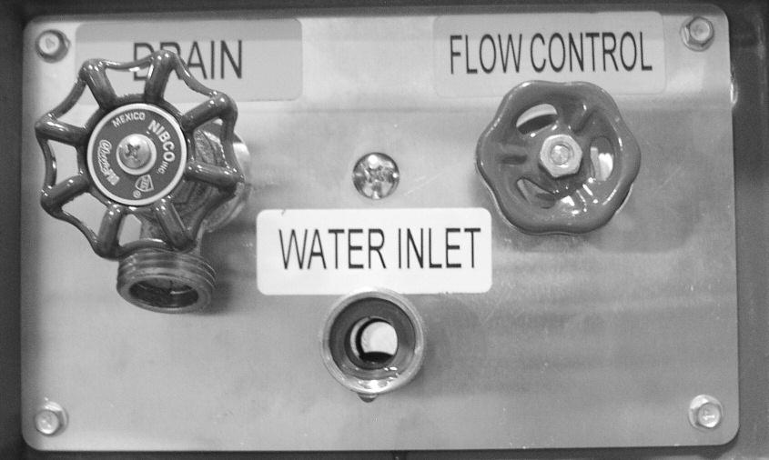 As the water level rises to normal operating level (about 5" deep), the float valve shuts off the water supply. When the water level drops, the float valve opens to maintain a normal operating level.