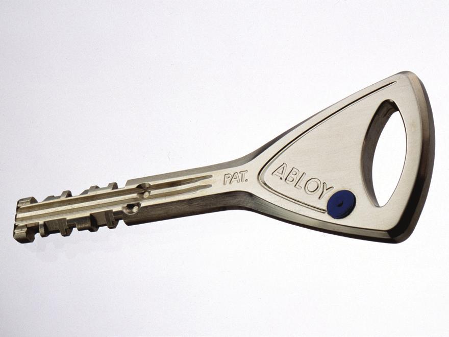 ABLOY EXEC Nickel-silver key with heavy duty polymer key bow Patented key, key blank and cylinder construction Particularly suitable for industrial locking systems Exceptional