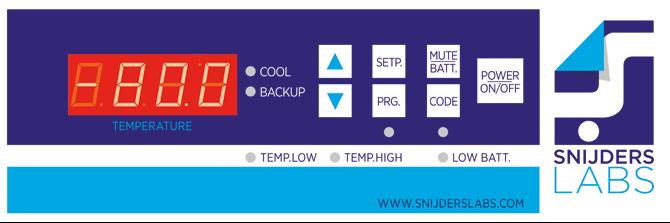 Display 4-digit 7-segments for temperature/setpoint and parameters readout. Status LED s LED Cool=Cooling active LED Backup=CO 2 active UP and DOWN keys to adjust setpoint and parameters.
