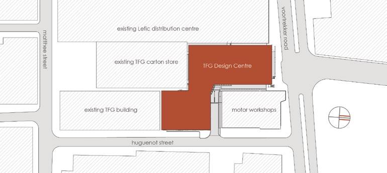 The building comprises mostly open plan space, pause areas on each floor, a new canteen, meeting rooms, interview rooms, entrance lobbies, a new entrance on Huguenot Street, a series of show rooms