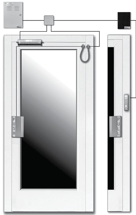 250 Resources Store Front Magnetic Locking System Use on any Bi-Directional Exit Door Where Free Egress is Permitted 120 VAC INPUT BPS-24-3 Power Supply Door Controller J-Box SAM Armored Door Cord