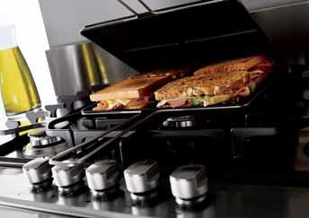 Grill plate Fitting easily onto the hob with its own support, the nonstick, cast iron ribbed plate provides delicious, high quality grilling, broiling and barbecuing results.