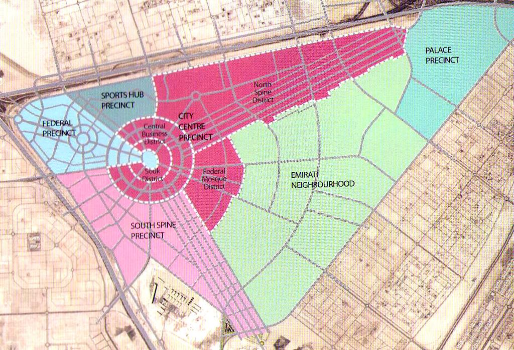 Accessibility and Integration Study of Part of the Abu Dhabi 2030 Master Plan by Using Space Syntax 83 Six major precincts make up the Capital District: Federal Precinct, City Center Precinct (CBD