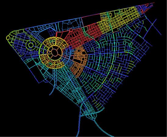 Accessibility and Integration Study of Part of the Abu Dhabi 2030 Master Plan by Using Space Syntax 85 software for the whole capital district area emphasizing its streets network (Fig. 6).