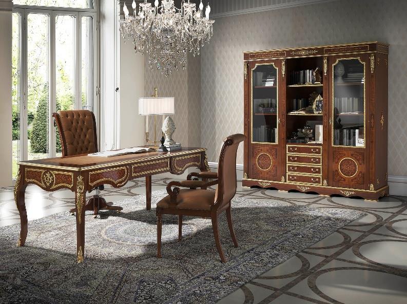 Made of solid beech wood, they feature intricate marquetry works in up to 7 different noble woods, such as rosewood, American