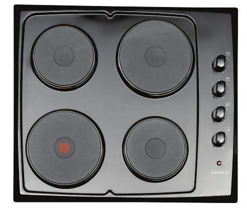 electric hotplate hob Side controls 60cm wide hob 4 Heating zones 1 Rapid heating plate 5500W 580x52x510mm 500SB 600mm Satinless
