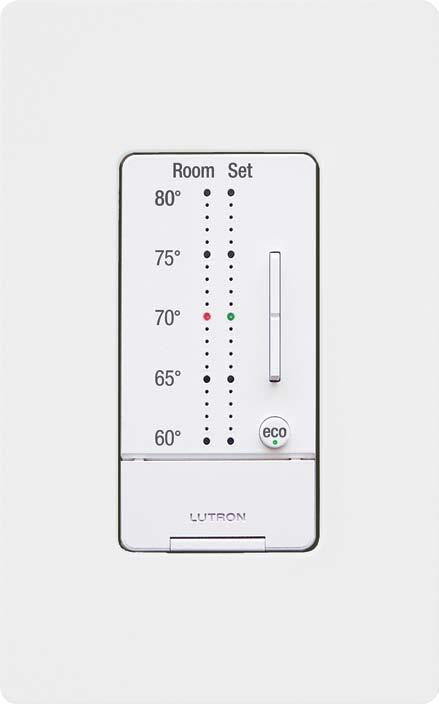 System components Temperature controls Add Lutron's thermostat to your RadioRA 2 system for convenient temperature control from keypads, mobile devices and the timeclock.