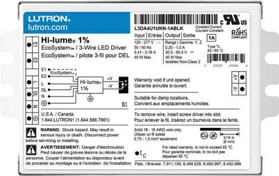 transformer Lutron: Hi-Lume A Series Lutron: Hi-Lume 1% Transformer (Indoor) Product Code Max.