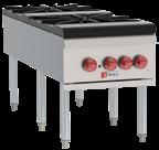 GRIDDLES & CHARBROILERS Stock Pot Ranges WSPR SERIES Standard Features: WSPR1 WSPR2F 2 high-powered 55,000 BTU/hr ring-type burners* in each section 110,000 BTU/hr input per section** Standing pilot
