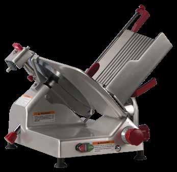 SLICERS Mid-Tier Slicers 829-PLUS SERIES Standard Features: Sanitary anodized aluminum finish Higher-capacity product trays Slice thickness up to ¾" 1-speed, ½ HP motor Nominal 14" (350 mm) diameter;