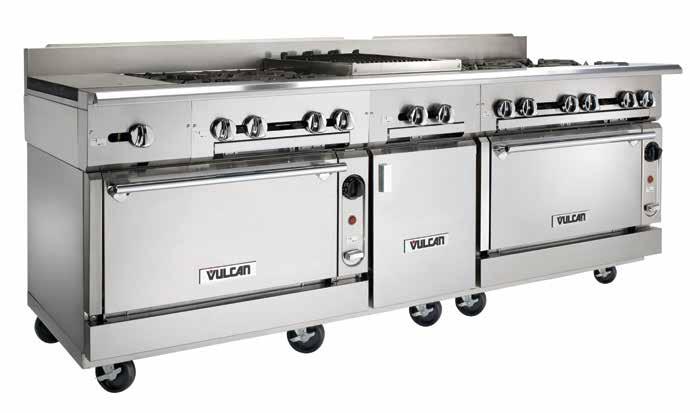 HEAVY DUTY COOKING Heavy Duty Gas Ranges Vulcan V SERIES Ranges, Gas and Electric V Series Standard Features: n Stainless steel front, front-top ledge, crumb tray, base and stub back n 1¼" front gas
