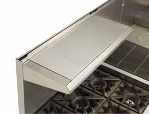 HEAVY DUTY COOKING Back risers with removable solid or grate-type shelf options. Also accommodates 1 2- and 1 3-size pans.