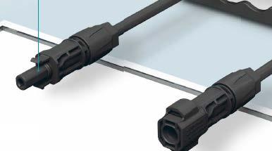 Cable connectors Prefabricated or field assembled UV resistance, moisture ingress, temperature Contact resistance Low plug in, high pull out force; interlocking system Force required to rip connector