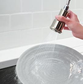 Sprays Features Finish/color options: Chrome (CP) Sweep Spray Sweep spray has a wide, powerful blade of water to sweep the sink and dishes clean.