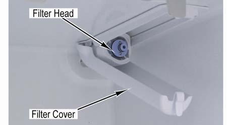 2. Remove power cord from cover. Door Opened Initial Installation 1. Remove blue bypass cap and retain for later use. 2. Remove sealing label from end of filter and insert into filter head. 3.