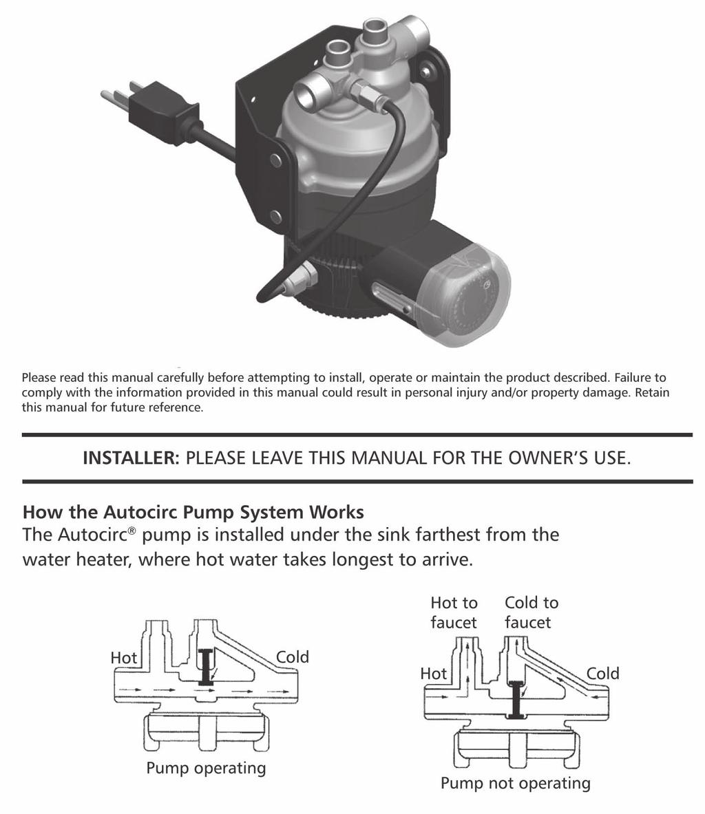 Autocirc Instant Hot Water Pump Model: ACT