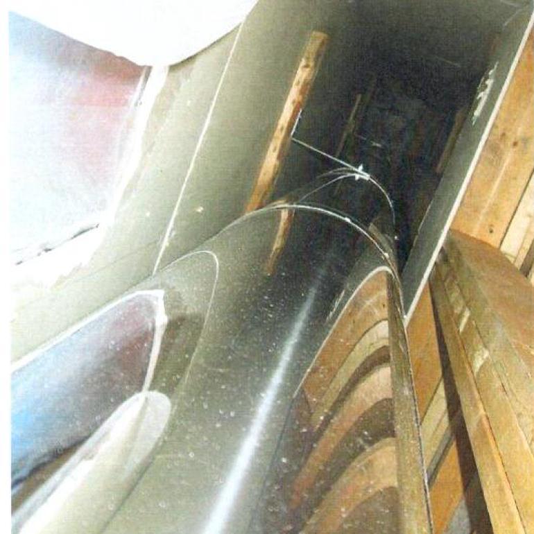 Chimney in a chase without sleeve, sleeve had to be installed, Inspection of a chimney chase that has already been enclosed requires a Letter of Declaration from the installer stating