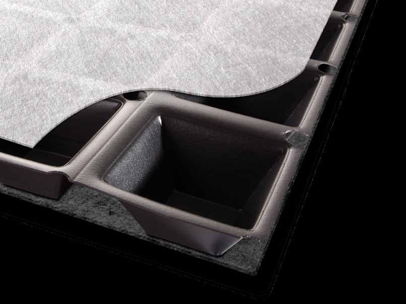 Roofdrain allows the storage of water within the nodes of the of the HDPE core whilst facilitating the efficient drainage of any excess water away from the roof.