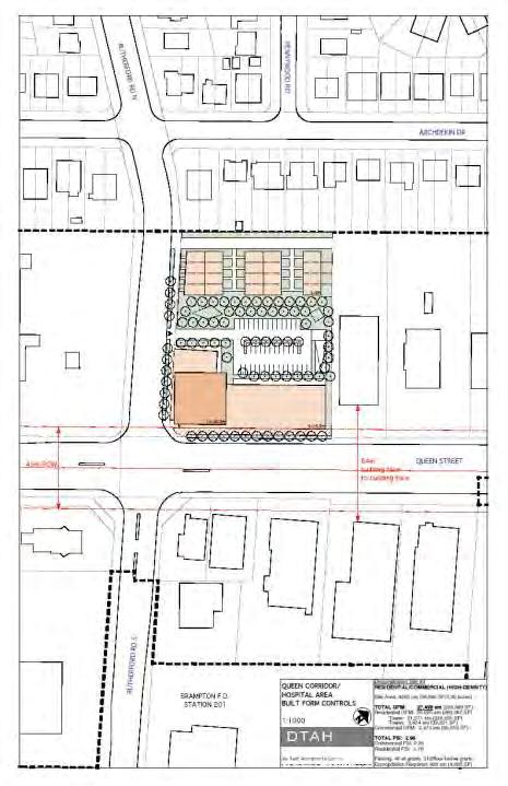 Site 3 Option 4: Change to 45m ROW Mixed use, 13-storey at corner, 8-storey to balance with