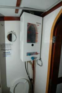 On demand or "instant" LP water heaters, like the one shown above, that are designed for domestic/home or apartment use should not be used aboard your boat.