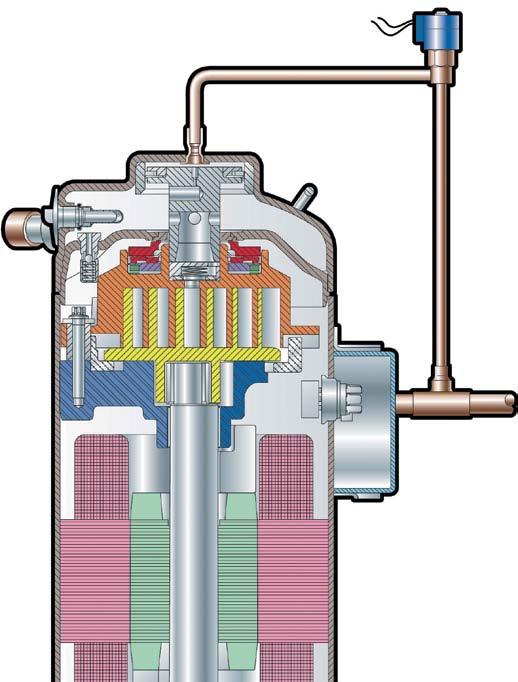 When the solenoid closes, pressure builds up in the modulation chamber. Pressure in the modulation chamber is controlled via a small bleed hole.