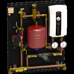 necessary), and the Boiler Pump moves the heated fluid around the primary loop. Heat transfers to the Zone Pump Panel and the secondary emitter circuit via the Closely Spaced Tee.