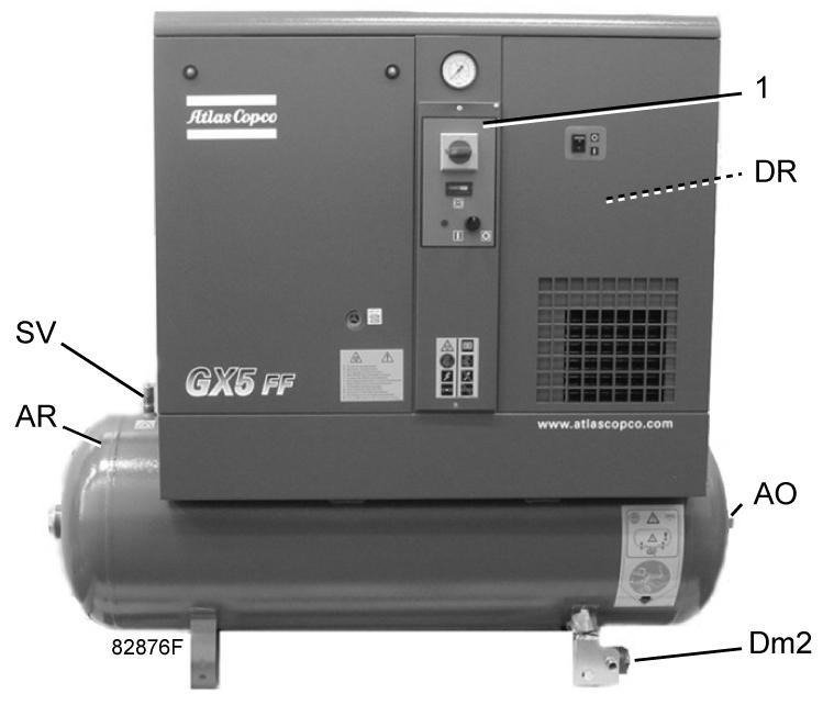 Tank-mounted model Tank-mounted units are supplied with an air receiver of 200 l (52.80 US gal / 44 Imp gal / 7 cu.ft) and are available in Pack and Full-Feature version.