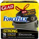Glad Strong Extra Strong Drawstring Large Trash Bag Large black 30 gallon trash bags handle big trash loads with 3-ply strength to avoid messy trash disasters. 60933 28 ct.
