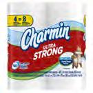 4 double rolls of Charmin Ultra Strong equal 8 regular roll. Unscented; Septic safe. 86502 3.