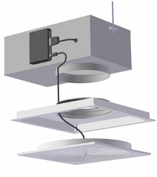 INSTALLATION The Orion-LØV diffuser can be installed in a range of modular ceiling systems as well as in fixed ceilings.