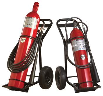 19 Wheeled Carbon Dioxide Our Wheeled Carbon Dioxide extinguishers are designed for one-man operation and are constructed with spun steel cylinders and plated brass valve assemblies.