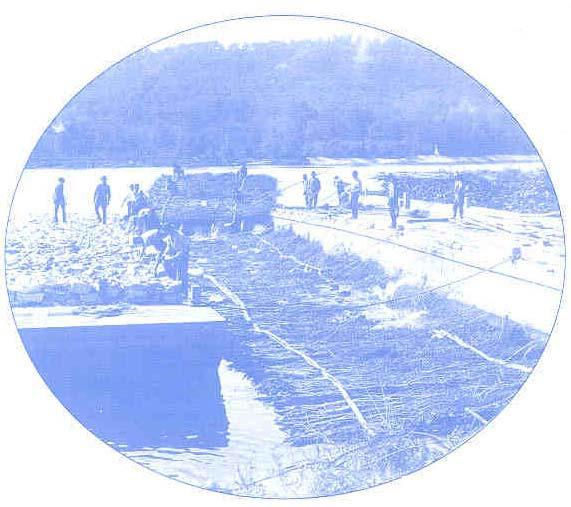 CHAPTER 2. SOIL BIOENGINEERING DESIGN AND PLANNING 2.0 DESIGN AND PLANNING Figure 2-1. Building wing dams on the Mississippi River in Minneapolis circa 1890 s. Note the use of brush mattresses.