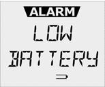 Fast siren and alternating flash L and target gas bar flash Vibrator alarm activates Low Battery Alarm Sequence of 10 rapid sirens and alternating flashes with 7 seconds of silence in between