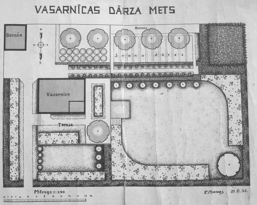 Scientific Journal of Latvia University of Agriculture Landscape Architecture and Art Fig. 2. The sketch of cottages garden. K. Barons, 1932 [Source: material from author private archive].