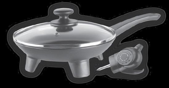 GET TO KNOW YOUR APPLIANCE A B C F E D A. Glass lid with vent B. Skillet C.