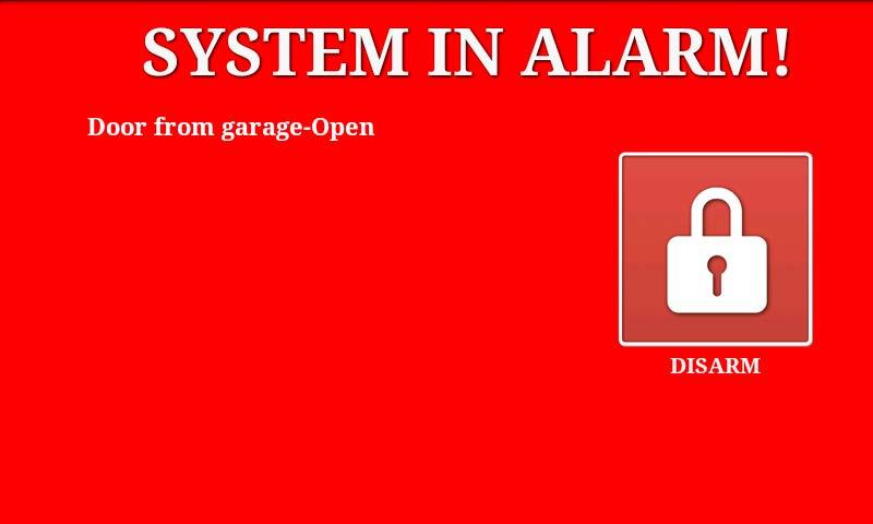 ALARM EVENTS ALARM EVENTS When the alarm is triggered the IQ Panel will sound the siren and display a red alarm screen.