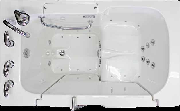 FEATURES Features of Tub with Outward-Swinging Door TOP VIEW Adjustable Water Jets (10) (page 19) ADA-Compliant 17" High Contoured Seat Safety Suction (Water Return) (page 24) Control Keypad (page